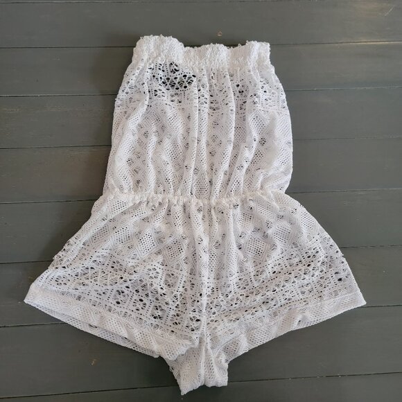 Polo Ralph Lauren Cotton Eyelet Ruffled Romper Swim Cover-Up Size Small - Picture 4 of 5